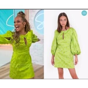 Laagam Mini Dress Puff Sleeve Bow Detail Large